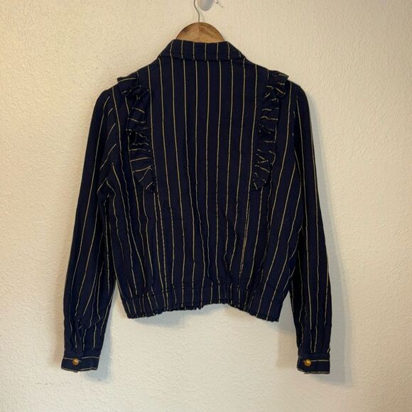 Scotch & Soda Ruffle Pinstripe Zip Shirt Jacket Small - Picture 7 of 7